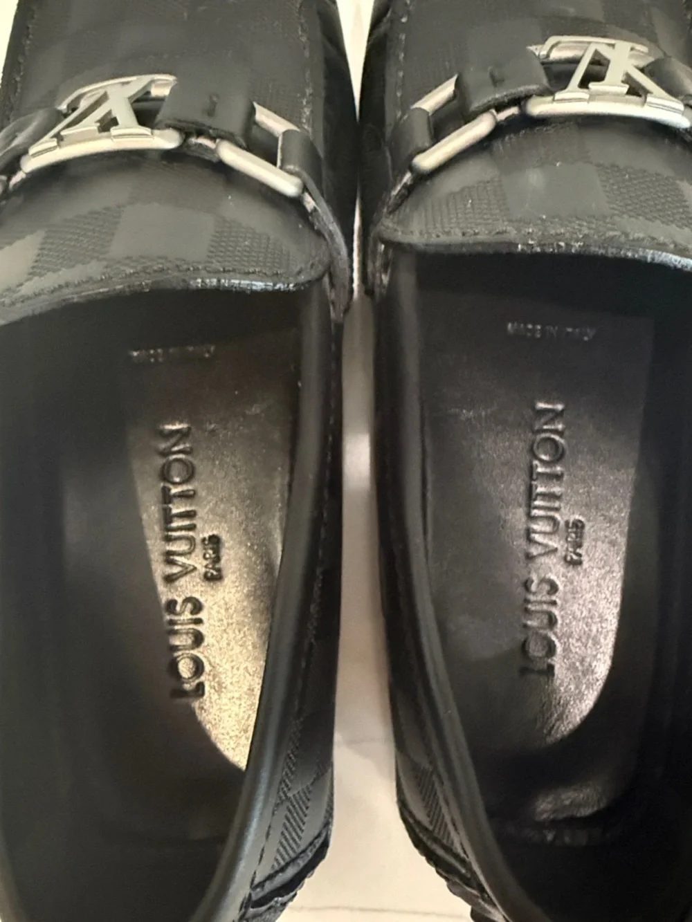 Louis Vuitton Black Men's Checkerboard Slip-On Loafers - Picture 6 of 9